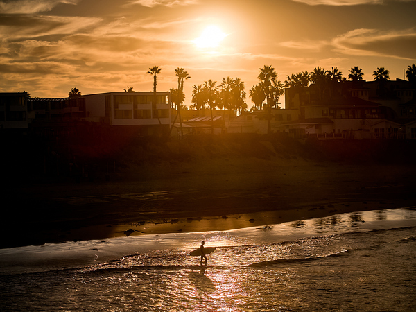San Diego Surfer Sunrise Spotlight Wide Print