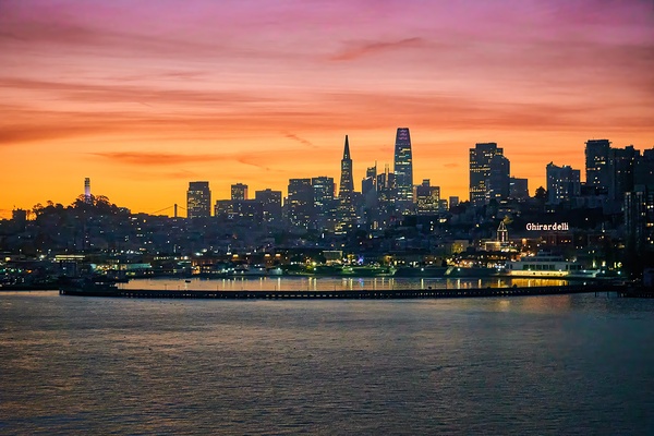 San Francisco Harbor Skyline Downtown Sunrise Print