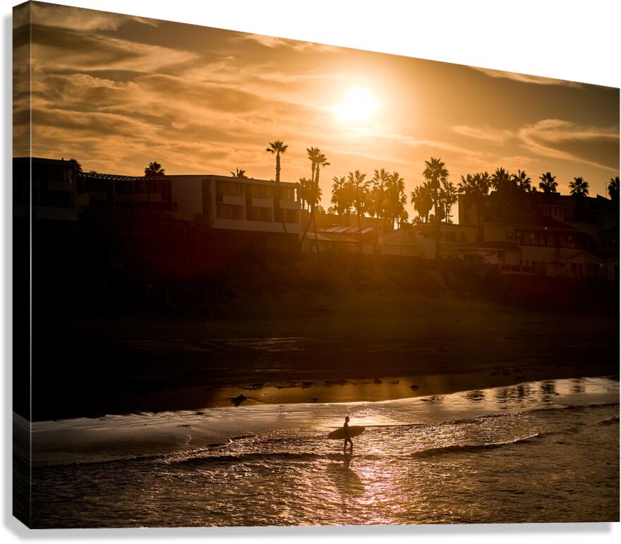 San Diego Surfer Sunrise Spotlight Wide Canvas Print
