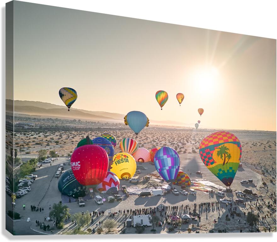 Desert Hot Air Balloon Festival At Sunrise Canvas Print