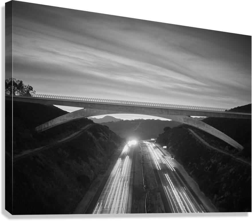 Lilac Bridge Sunrise Black & White Close Up Canvas Print