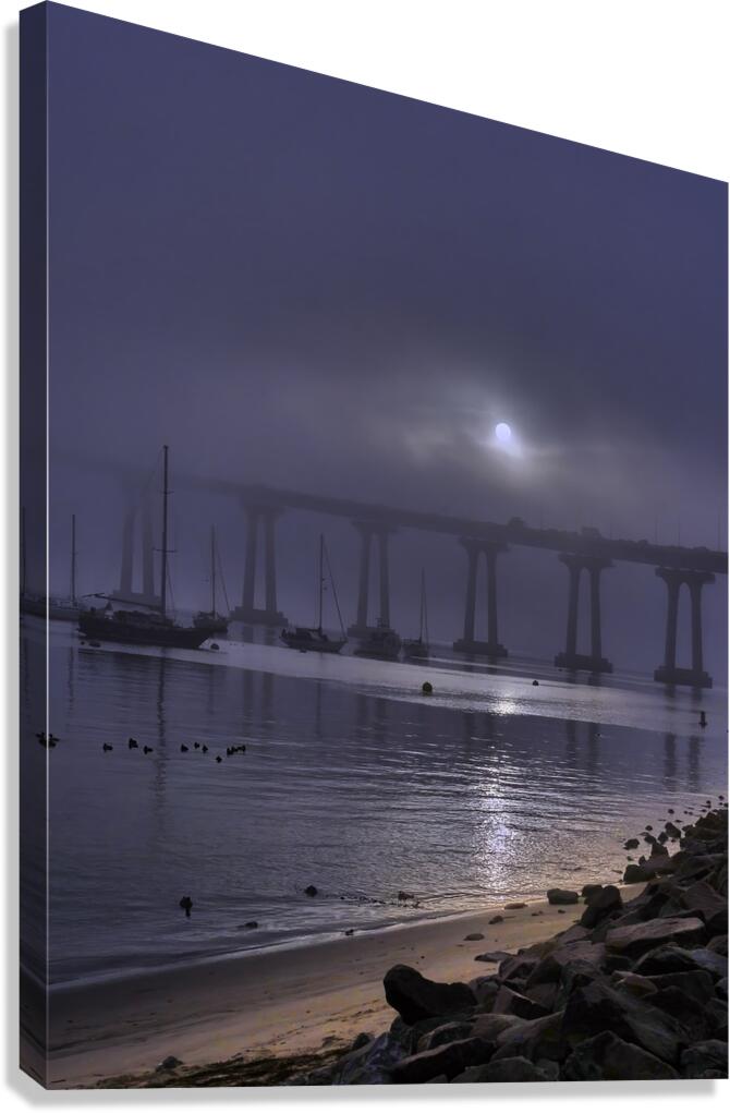 Coronado Bay Bridge Moonlight Sun Canvas Print