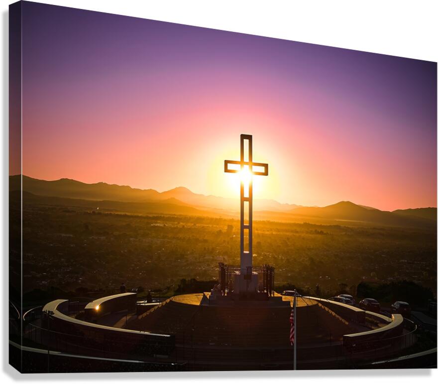 Sunrise Through The Cross Mt. Soledad La Jolla Canvas Print