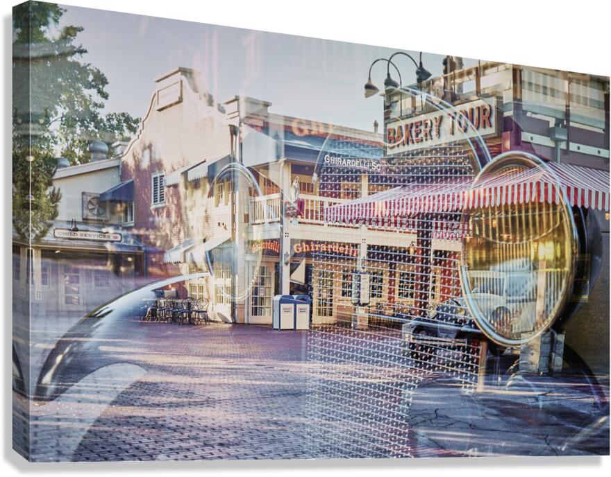 Bakery Truck Chocolate Shop Double Exposure Canvas Print
