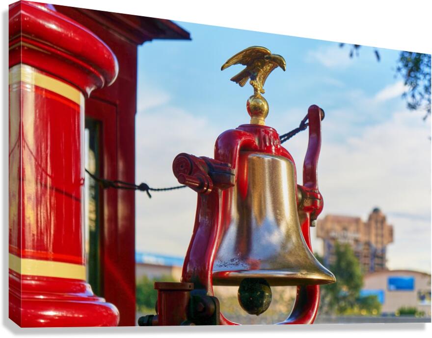 Steam Engine Bell in Theme Park Canvas Print