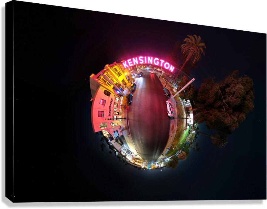 Kensington San Diego Sign Little Planet Night Canvas Print