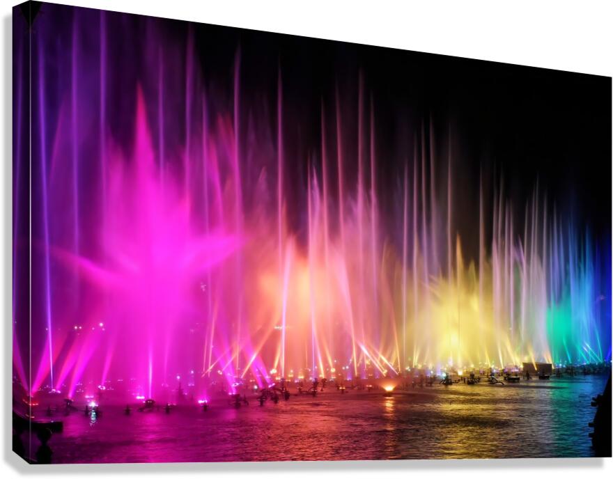 Rainbow Fountains Clashing  Canvas Print