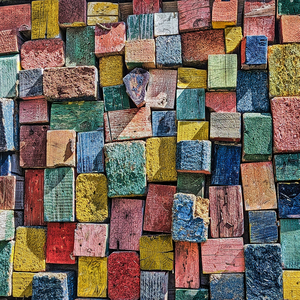 Vibrant Distressed Wood Blocks - A Rustic Charm Captured in Photography