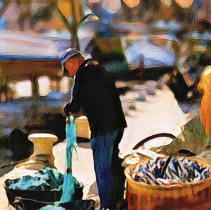 Fishermans Catch Impressionist Painting