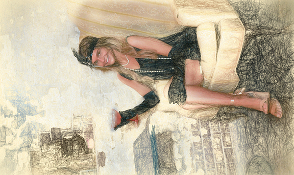 Hailie in a speakeasy bar roaring 20s Print