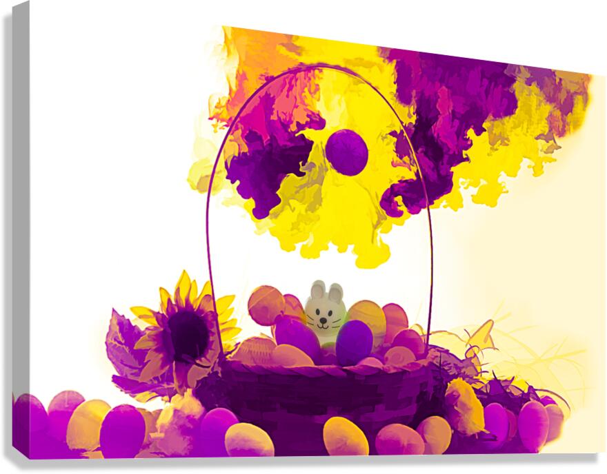 Artistic Easter basket white bunny in middle    paintography Canvas Print