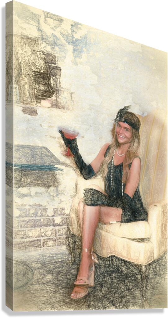 Hailie in a speakeasy bar roaring 20s Canvas Print