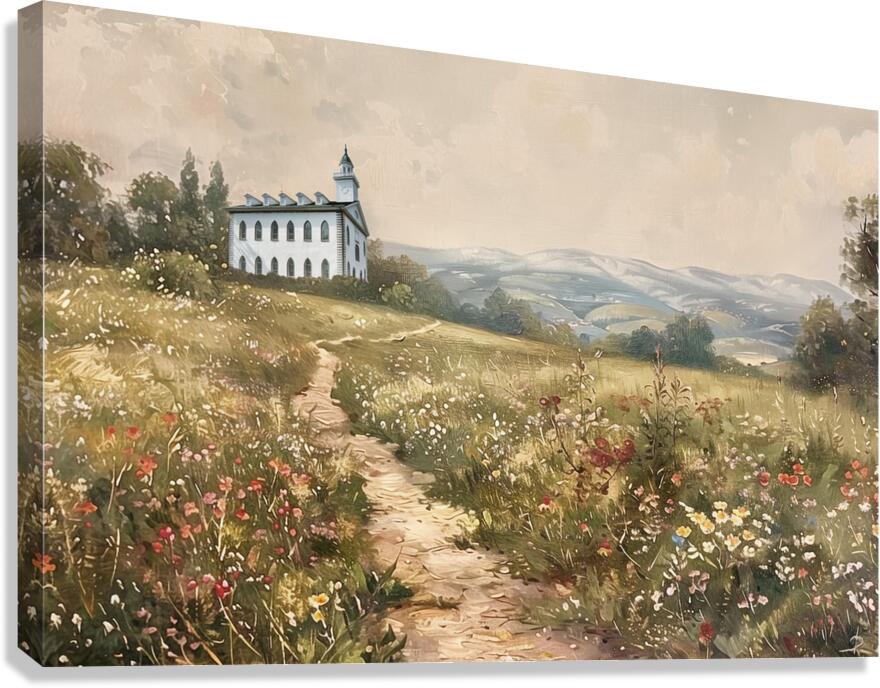 Kirtland Temple in wildflowers Canvas Print