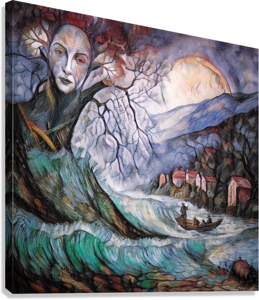 0880 Magic Village Down By The Sea Canvas Print