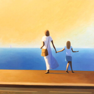 MERE ET FILLE DEVANT LA MER - MOTHER AND DAUGHTER IN FRONT OF THE SEA