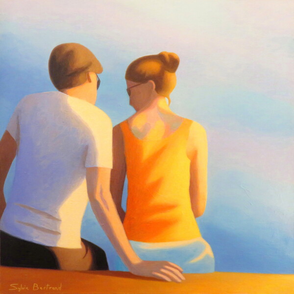 DEUX SILHOUETTES DEVANT LA MER -TWO SILHOUETTES IN FRONT OF THE SEA by Sylvie Bertrand