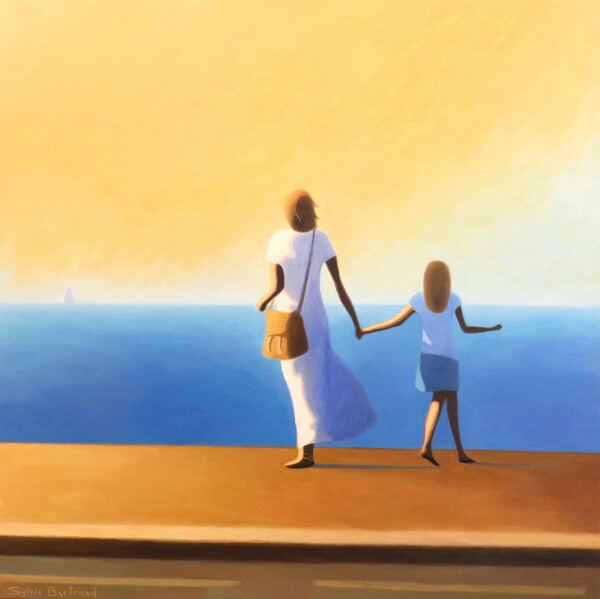 MERE ET FILLE DEVANT LA MER - MOTHER AND DAUGHTER IN FRONT OF THE SEA by Sylvie Bertrand