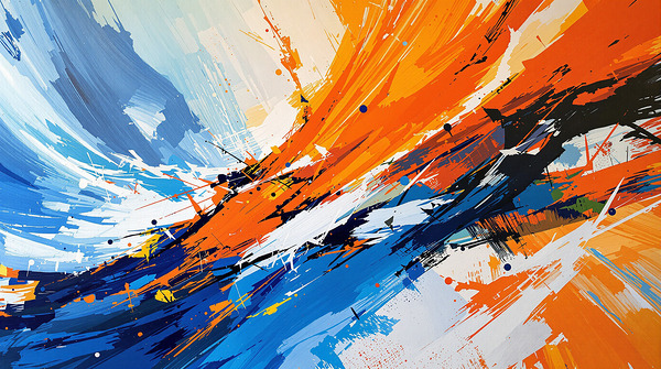 Dynamic Abstract in Blue and Orange by ImagineART