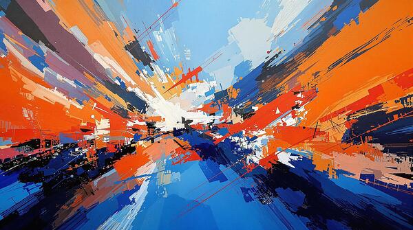 Dynamic Abstract in Blue and Orange2 by ImagineART