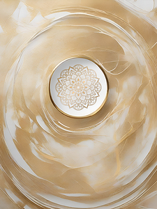 modern abstract art gold & white