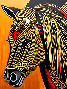abstract tribe horse art