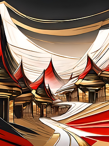 abstract village art