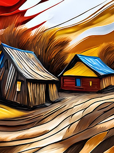 abstract village art 