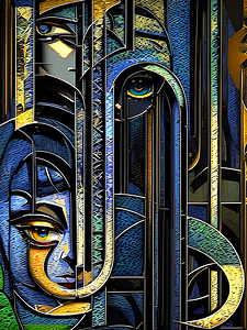 geometrical abstract in cubism style