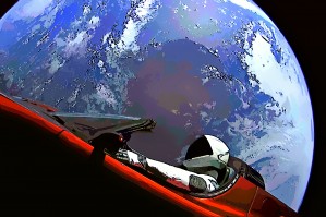 StarMan in Tesla Above Planet Earth