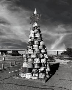 Crab Basket Christmas Tree Black and White