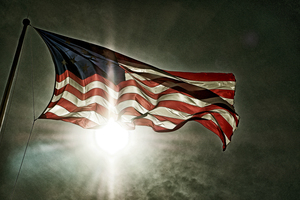 American Flag Bombs Bursting in Air