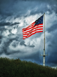 Americn Flag with Stormy Sky