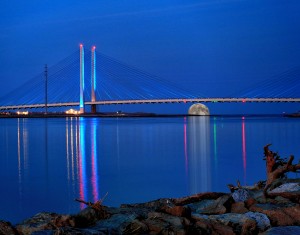 Full Moon Rising Under the Indian River Bridge
