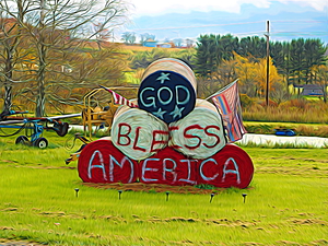 God Bless America on a Pennsylvania Farm in Expressionism