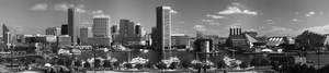 Inner Harbor Baltimore Panorama in Black and White