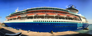 Pullmantur Monarch Cruise Ship in Cartagena Panorama