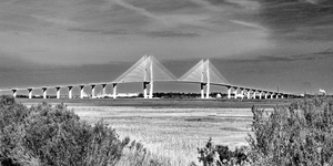 Sidney Lanier Bridge at Brunswick GA in Black and White