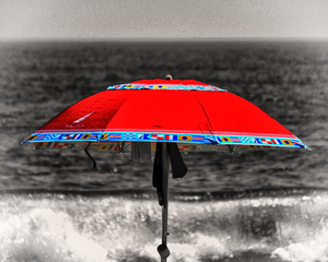 Red Umbrella on the Beach