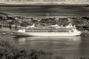 St. Lucia Grandeur of the Seas from Above Black and White