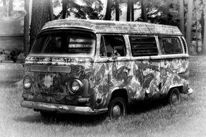 Volkswagen Microbus Nostalgia in Black and White