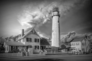 Fenwick Island Lighthouse Sunset Black and White