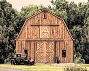 Old Barn Old Truck Charcoal Sketch