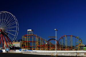 Deserted Ocean City Amusement Pier Blue Sky