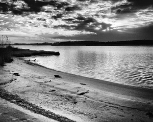 Sunset Over Little Assawoman Bay in Black and White