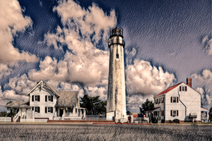 Fenwick Island Lighthouse Street View Charcoal