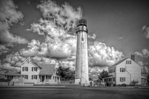 Fenwick Island Lighthouse Street View Black and White