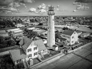 Fenwick Island Lighthouse Aerial View Black and White