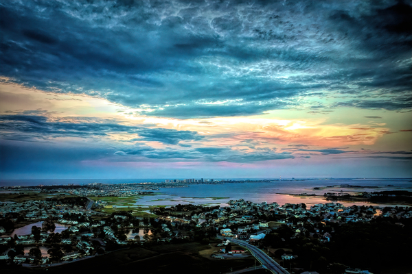 Ocean City Twilight Skyline Print