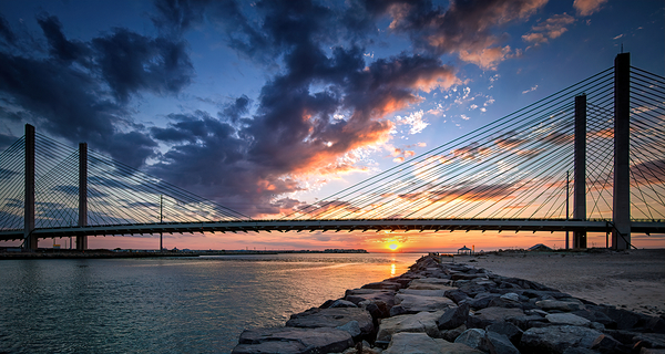 Indian River Inlet and Bay Sunset Wide Print