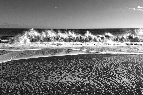 Fenwick Island Beach New Years Day black and white Print